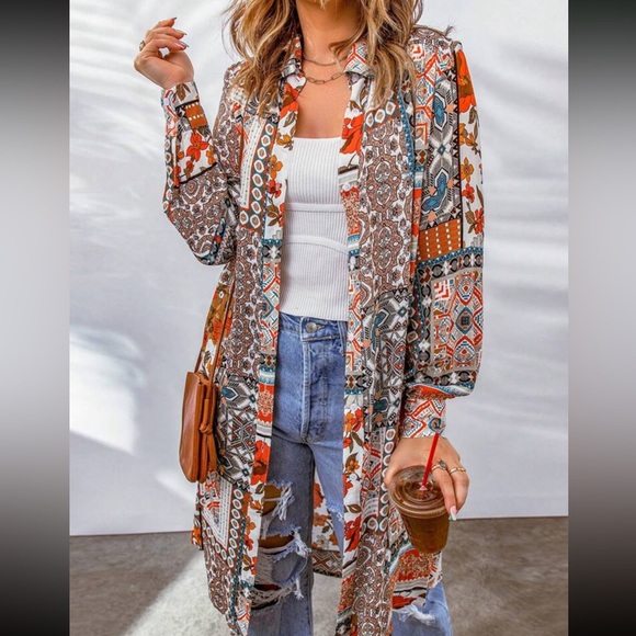 Boho open front cardigan shirt - Picture 3 of 5
